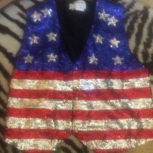 Play sequin vest. Black adjustable backing.